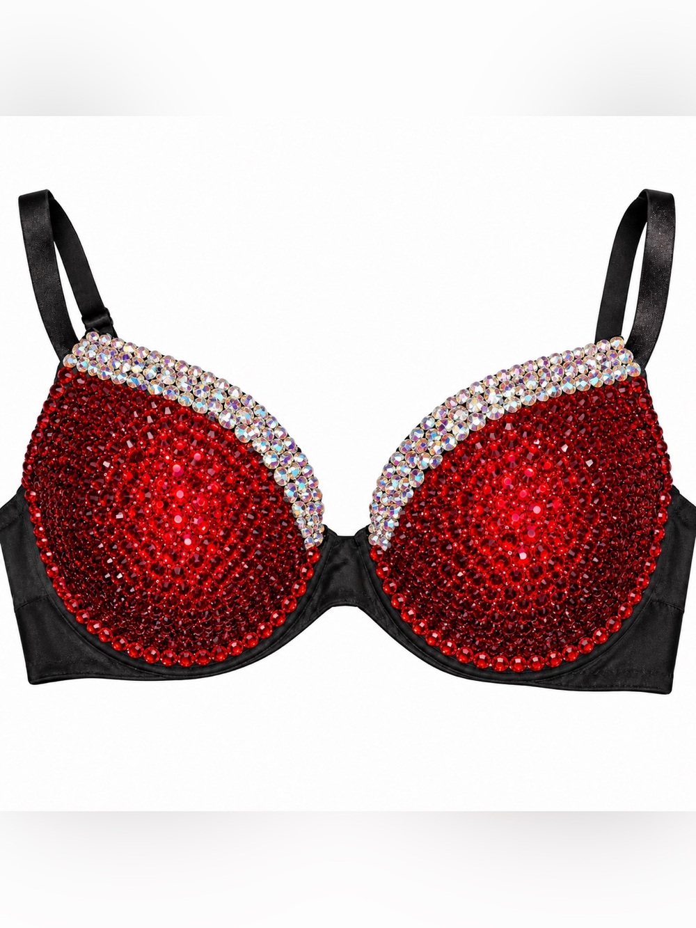 40DD Red & Crystal AB Erin VS Design Rhinestone Crystal Glam Bra New
